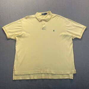 VTG Polo Ralph Lauren Mens Yellow Classic Button Polo Shirt,Size XL